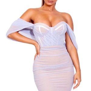 Bella Barnett Mesh Strapless One-Shoulder Sweet Light Transparent Mini Dress